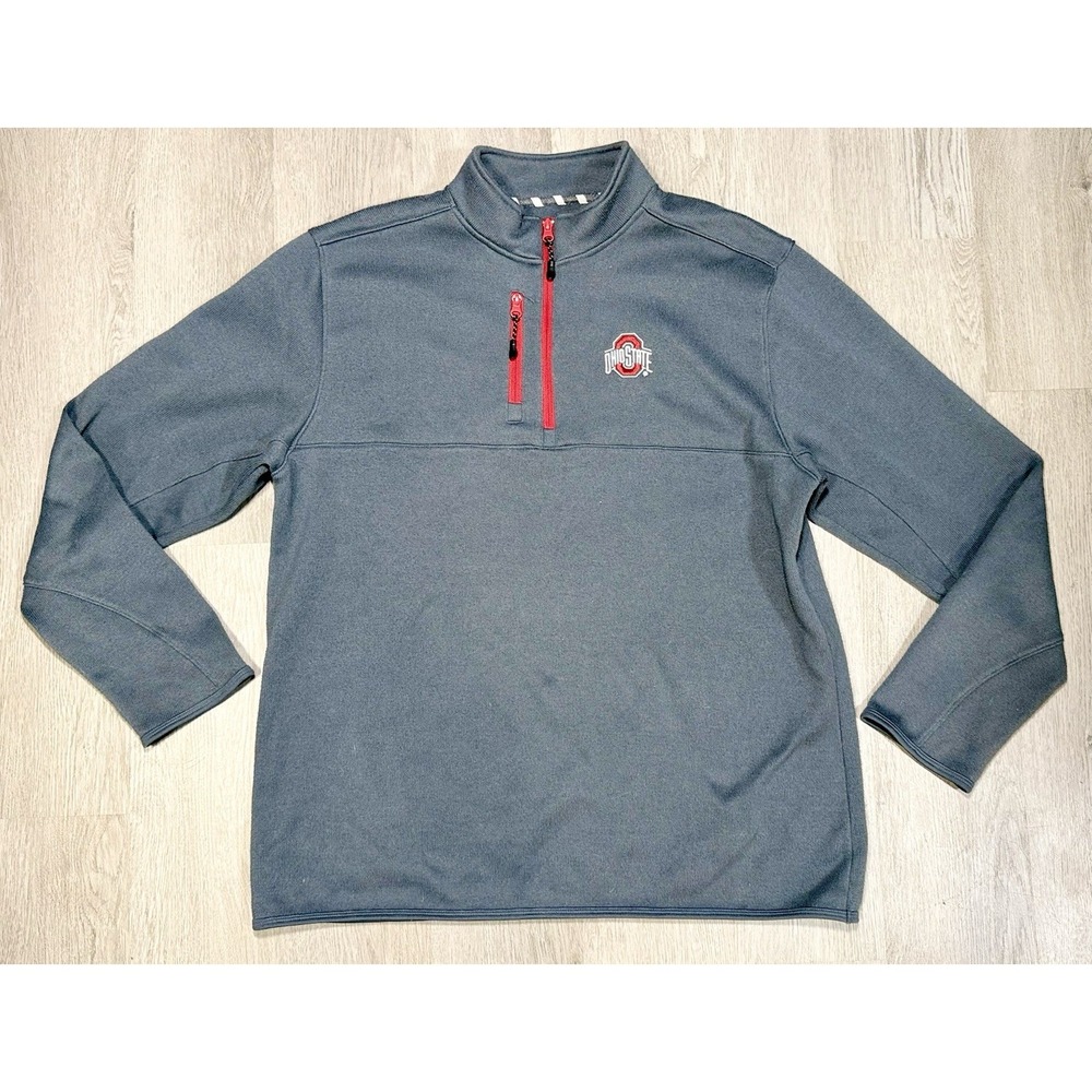Scarlet & Gray Ohio State Buckeyes 1/4 Zip Pullover Men's XL Gray Long Sleeve